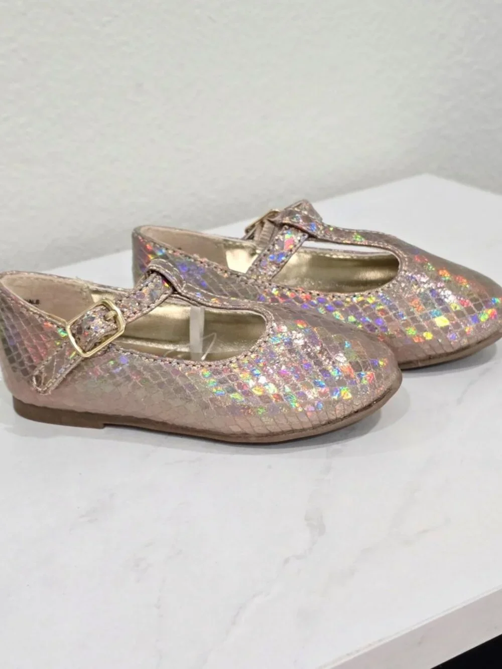 The Children’s Place ✦ Rose Gold Glitter Shoes ✦ Iridescent Buckle Closure 4 NWT